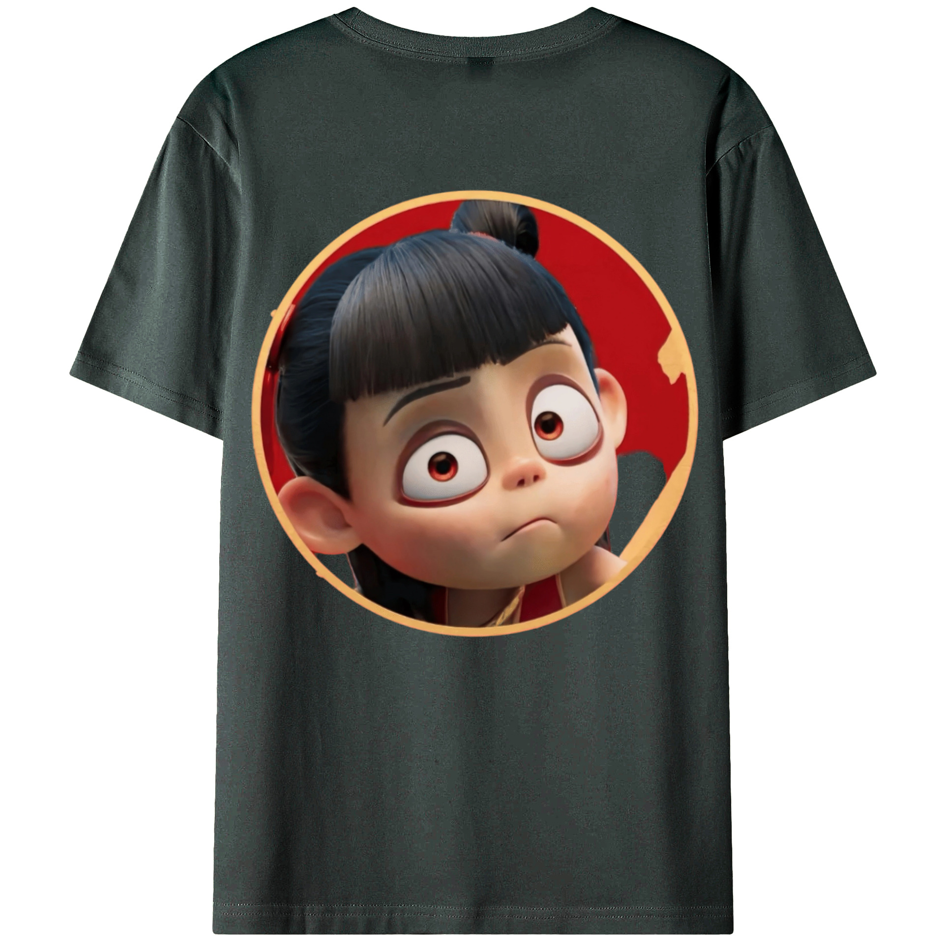 （画像用） Ne Zha 2 ナタ 魔童の大暴れ 綿100％ メンズ半袖Tシャツ（バックプリント） 通気性